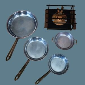 *Sotal Copper, Brass Fry Pans Vintage Set of 3 Tin-lined With Other